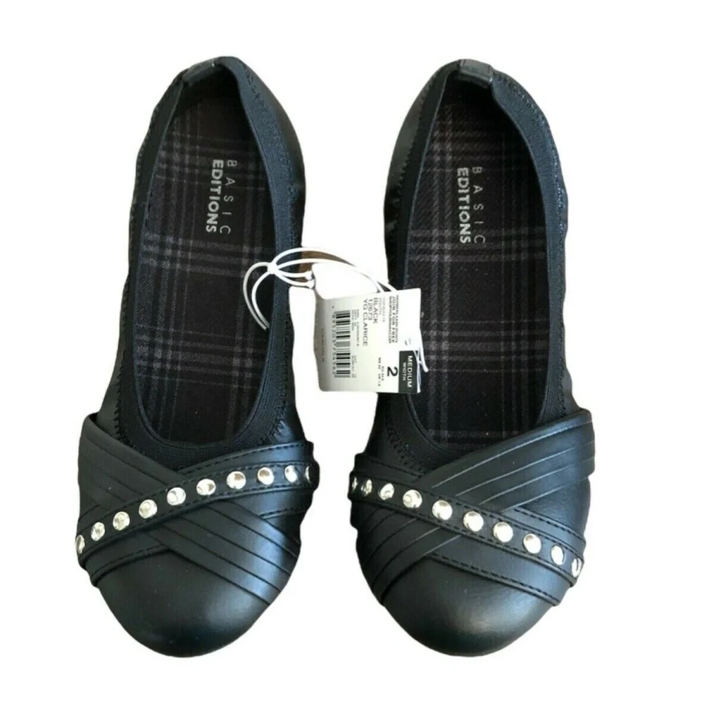 BASIC EDITIONS Shoe Bundle Girls Size 2M/3M Black Mary Jane Style Flats Bundle